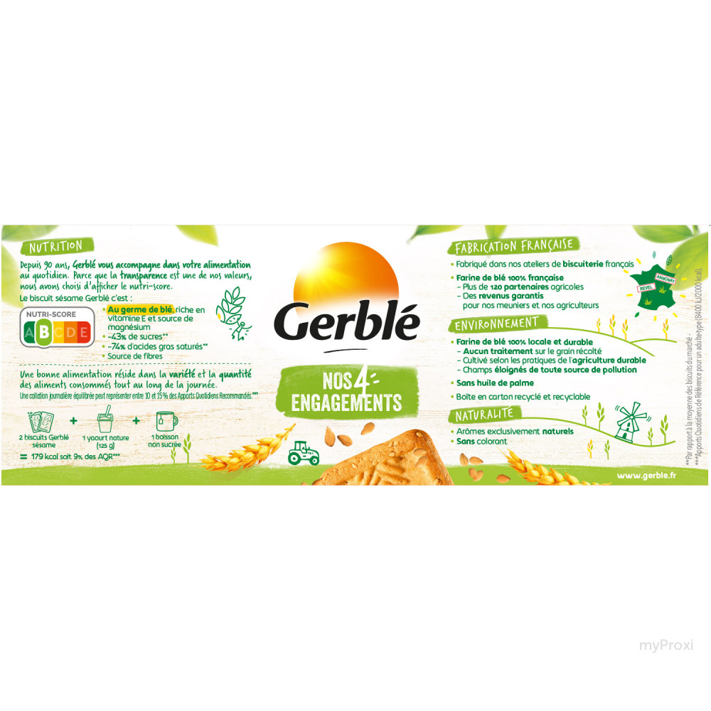 GERBLE Paquet 46 g biscuits au sésame - Direct Papeterie.com
