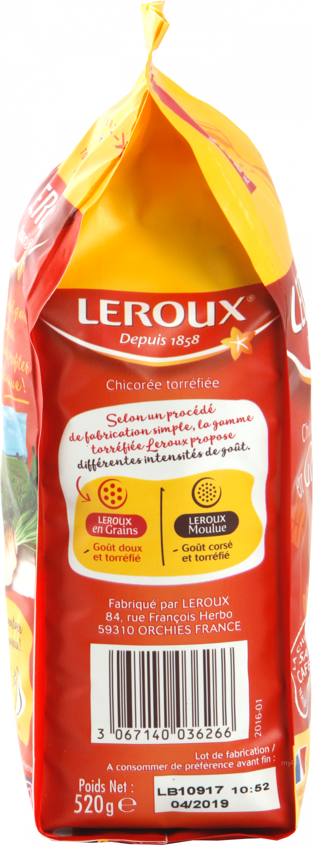 Chicorée torréfiée en grains - Leroux - 520 g