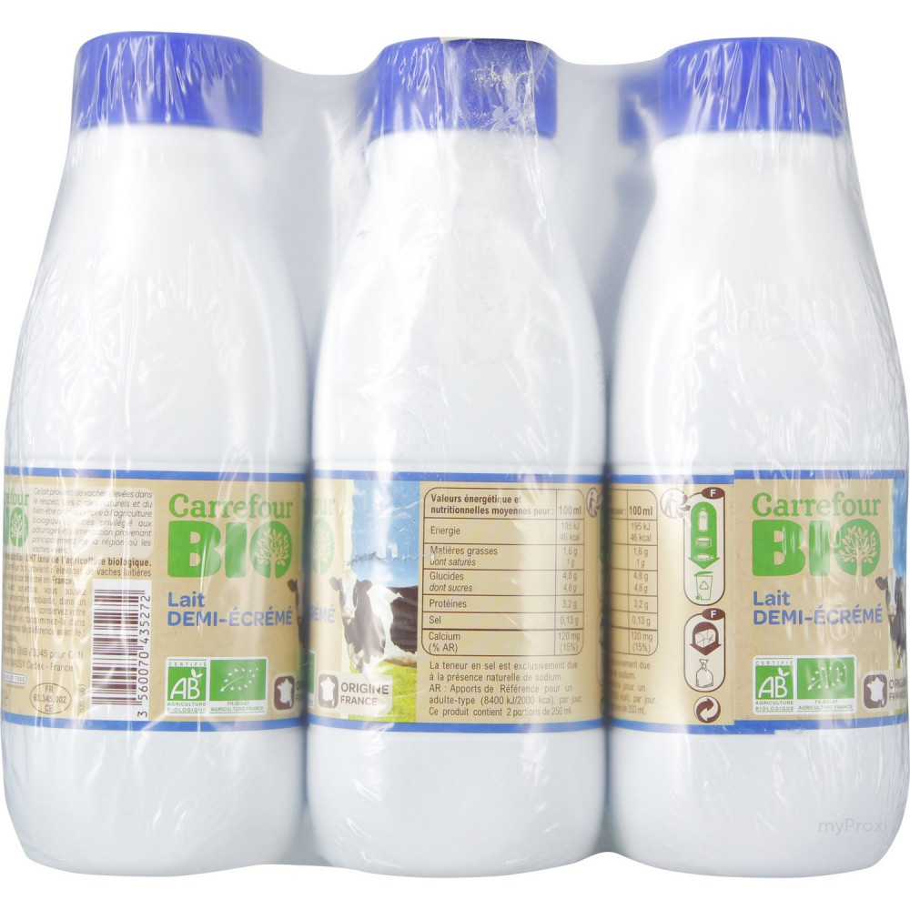 LAIT BIO UHT DEMI ECREME 0,5L