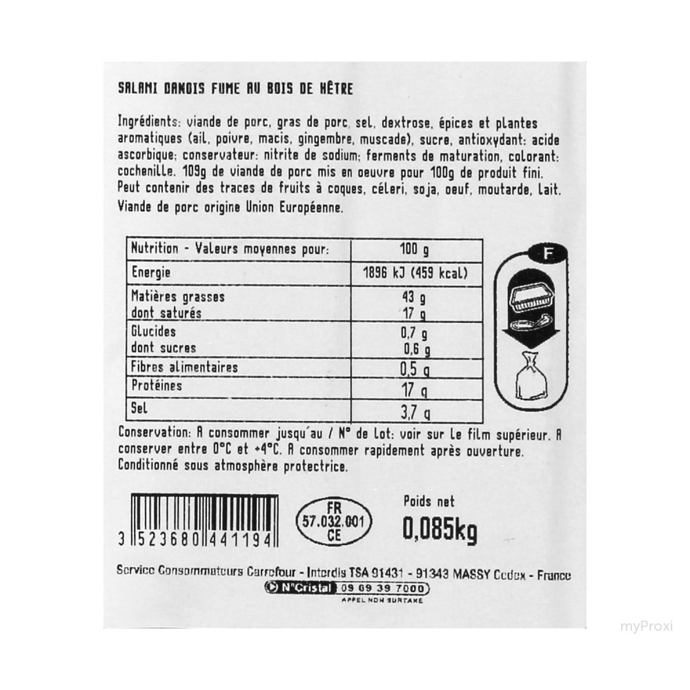 85G SALAMI DANOIS FUME