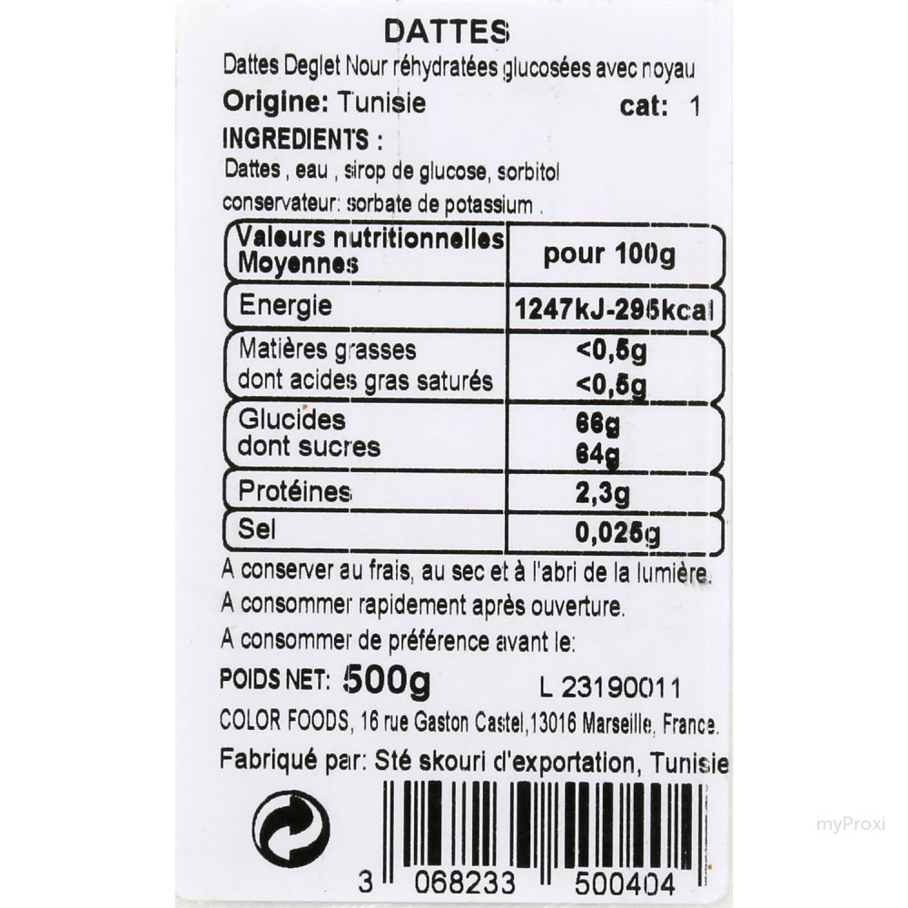 Dattes en ravier 250g - variété Deglet Nour - Color Foods