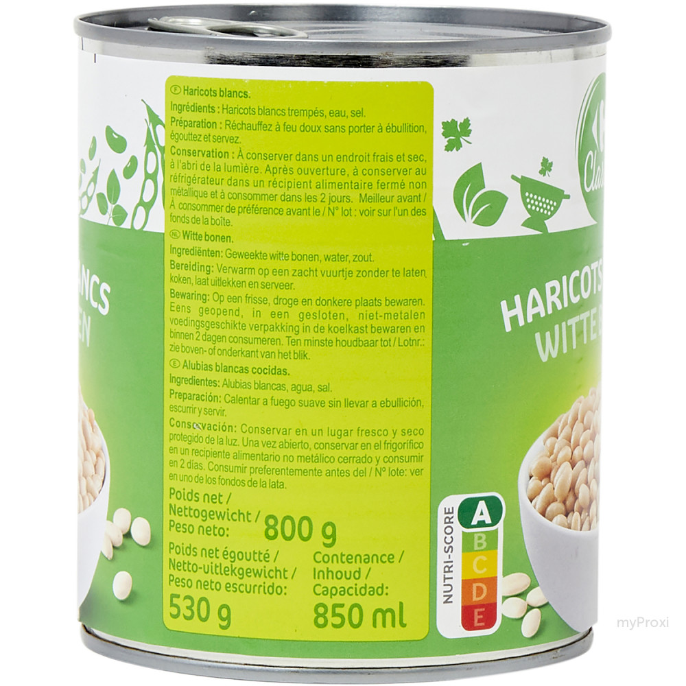 Haricots blancs CARREFOUR CLASSIC' : la boite de 530g net égoutté