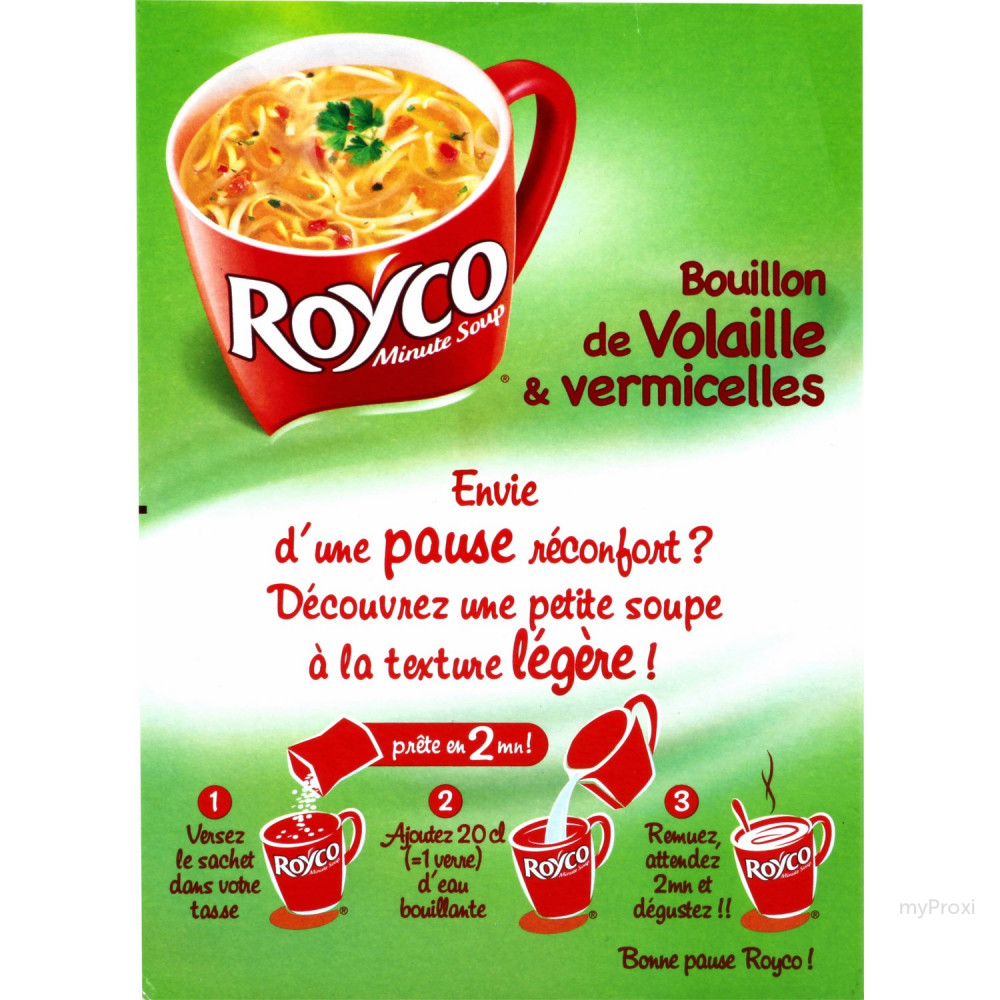 Royco Soupe instantanée, bouillon de volaille et vermicelles