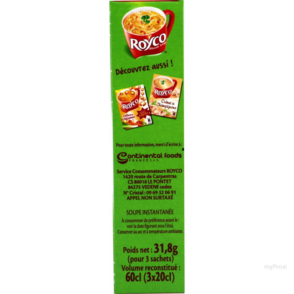 Bouillon légumes & vermicelles (Royco minute soup, 3 x 20cl)